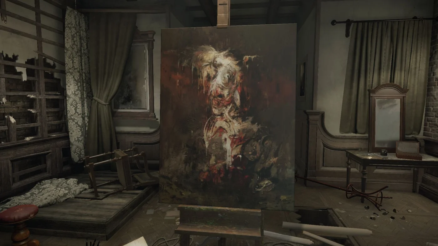 Một căn phòng tối tăm trong game Layers of Fear